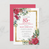 Red Rose Holly 85e verrassingsfeest Kaart (Voorkant / Achterkant)