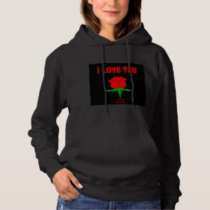 Red Rose I Love You Black Pullover Hoodie