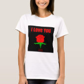 Red Rose I Love You Dames Wit Basic T-shirt (Voorkant)