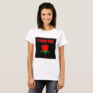 Red Rose I Love You Dames Wit Basic T-shirt