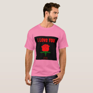 Red Rose I Love You Mannen - Roze T-Shirt