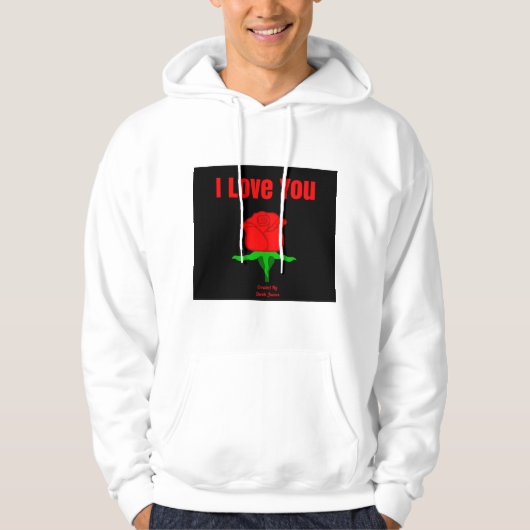 Red Rose I Love You Mannen White Pullover Hoodie (Voorkant)