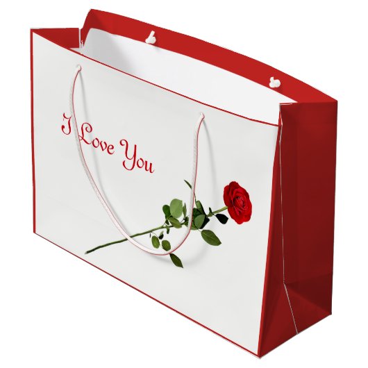Red Rose ik hou van je design Groot Cadeauzakje (Achterkant Gekanteld)