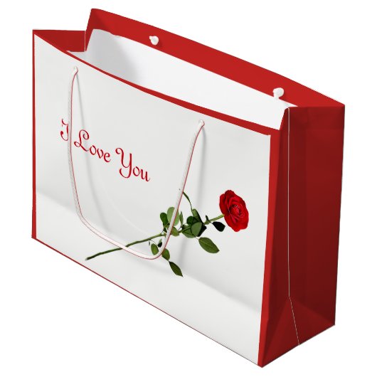 Red Rose ik hou van je design Groot Cadeauzakje (Voorkant Gekanteld)