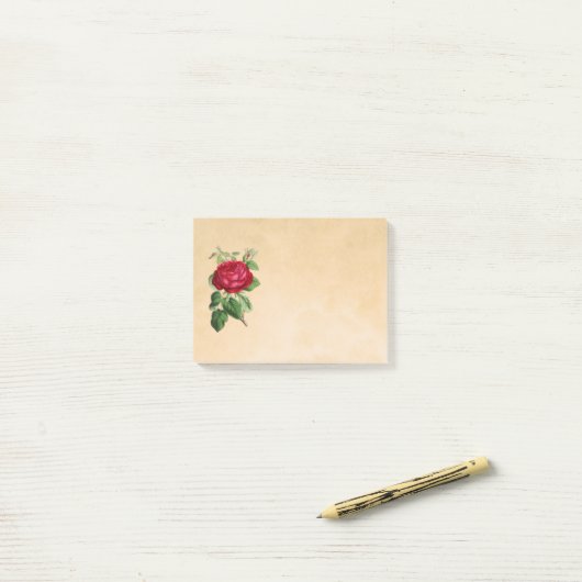 Red Rose Illustration on a Tan Background Post-it® Notes (Op bureau)