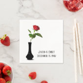 Red Rose in Black Vase Servet (Insitu)