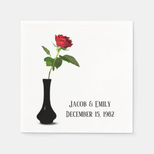 Red Rose in Black Vase Servet