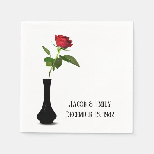 Red Rose in Black Vase Servet (Voorkant)