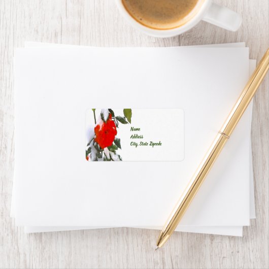 Red Rose in sneeuw Etiket (Insitu)