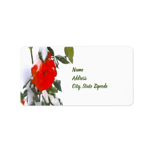 Red Rose in sneeuw Etiket (Voorkant)