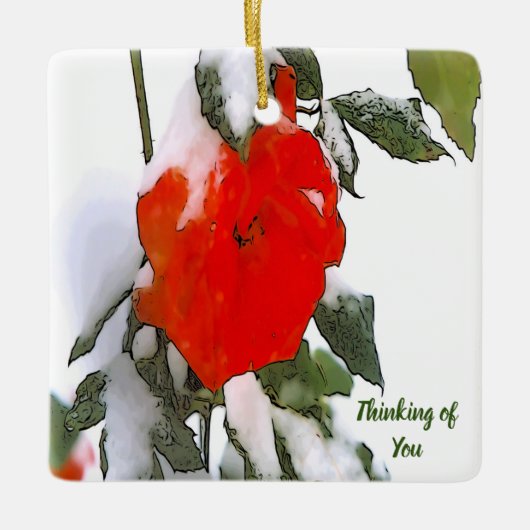 Red Rose in sneeuw Keramisch Ornament (Voorkant)