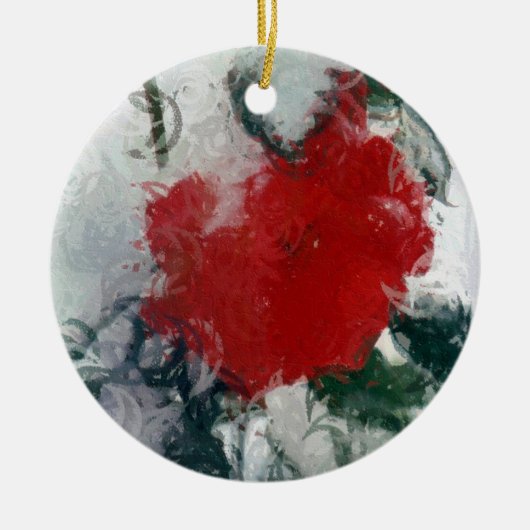 Red Rose in Snow Ornament (Voorkant)
