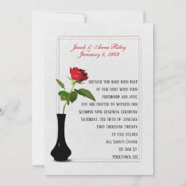 Red Rose in vaas voor bruiloft Vow Renewal Kaart