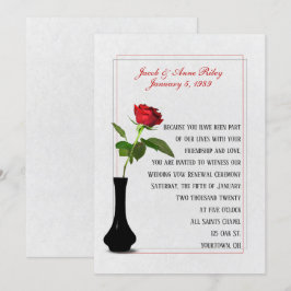 Red Rose in vaas voor bruiloft Vow Renewal Kaart