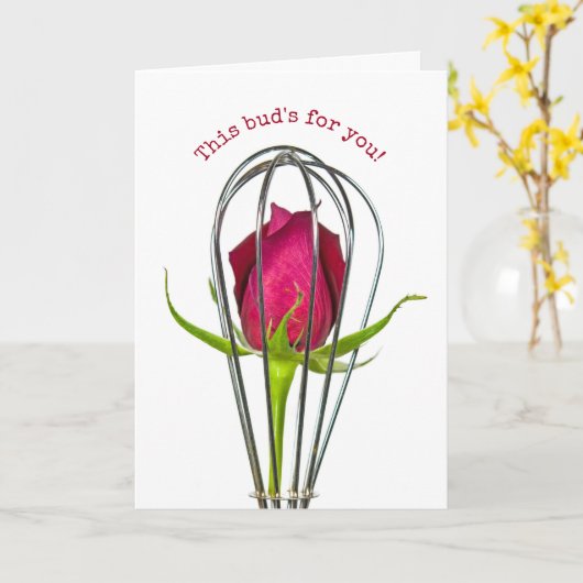 Red Rose in Wire Whisk Kaart (Gele Bloem)