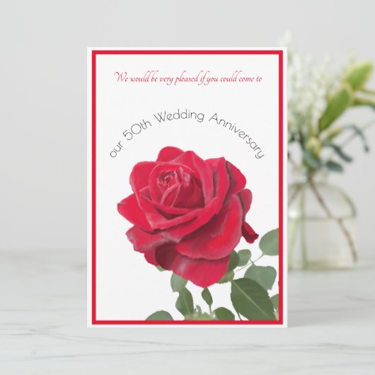 Red Rose Jubileum of ander evenement Uitnodiging (Staand voorkant)