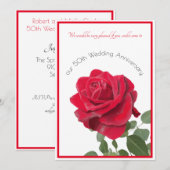 Red Rose Jubileum of ander evenement Uitnodiging (Voorkant / Achterkant)