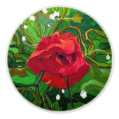 RED ROSE  KERAMISCHE KNOP (Voorkant)