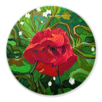 RED ROSE  KERAMISCHE KNOP