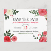 Red Rose kerstfeestdag redt datum Aankondigingskaart (Voorkant)