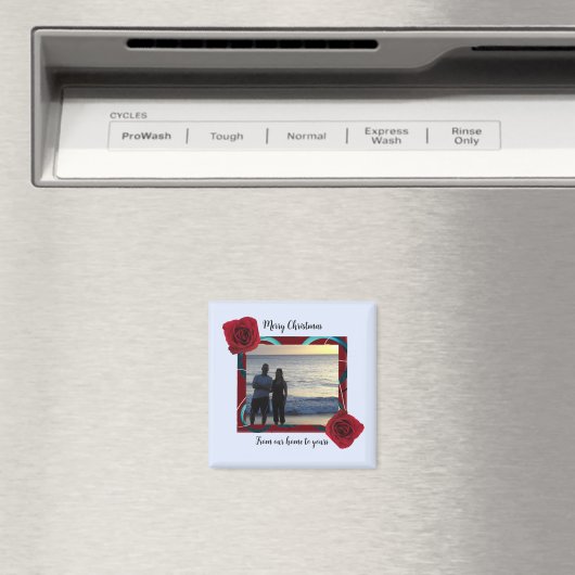 Red Rose kerstfoto Magnet (Insitu (Vaatwasser))