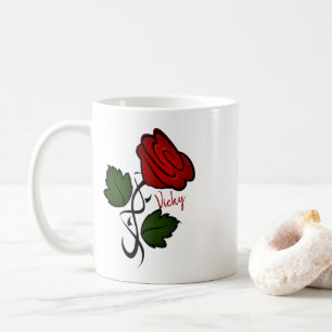 Red Rose Kiss Gepersonaliseerde w Name Koffiemok