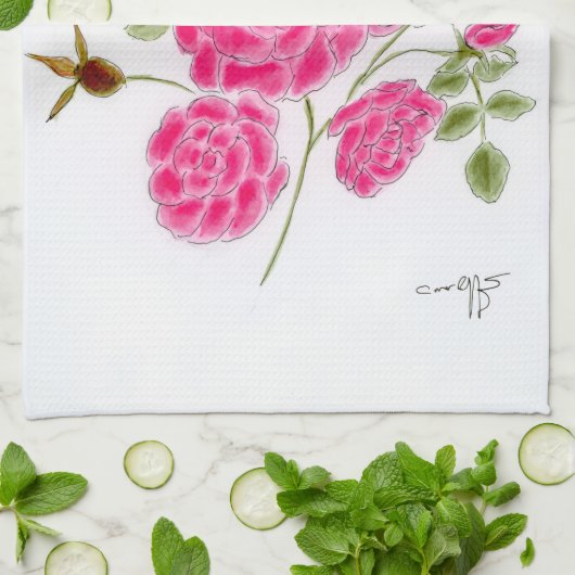 Red Rose kitchen tea towel Theedoek (Gevouwen)