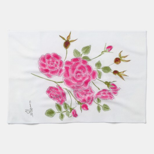 Red Rose kitchen tea towel Theedoek (Horizontaal)