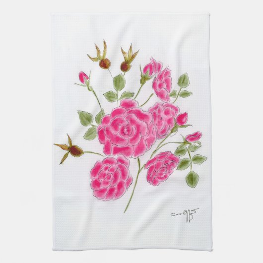 Red Rose kitchen tea towel Theedoek (Verticaal)