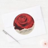Red Rose Kraft Rustic Glam Elegant Wedding Favor Ronde Sticker (Envelop)