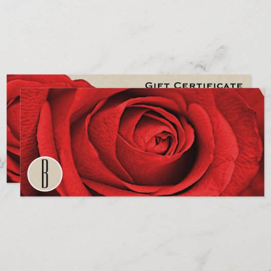Red Rose Kraft Rustic Glam Modern Gift Certificate (Voorkant / Achterkant)