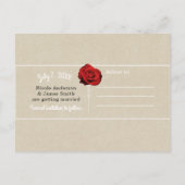 Red Rose Kraft Rustic Wedding Save the Date Aankondigingskaart (Achterkant)