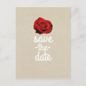 Red Rose Kraft Rustic Wedding Save the Date Aankondigingskaart (Voorkant)