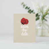 Red Rose Kraft Rustic Wedding Save the Date Aankondigingskaart (Staand voorkant)