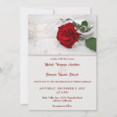 Red Rose & Lace Wedding Invitation Kaart (Voorkant)