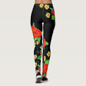 Red Rose Leggings op zwart (Achterkant)