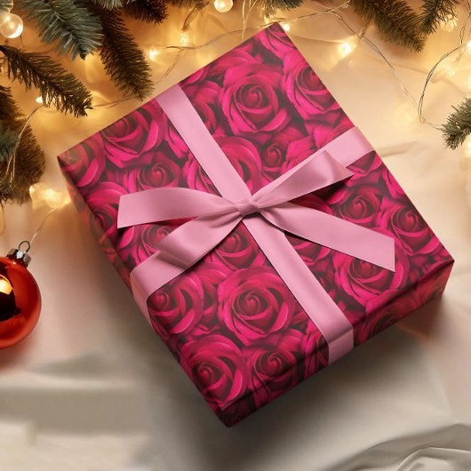 Red Rose Liefde Romantisch Elegant Chique Bloemen Cadeaupapier