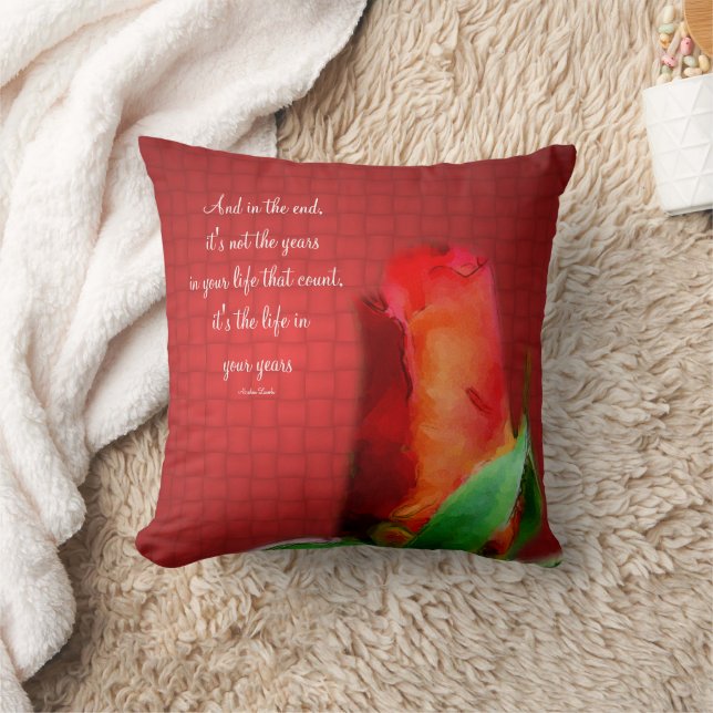Red Rose Life Attitude Quote Inspirational  Kussen (Deken)