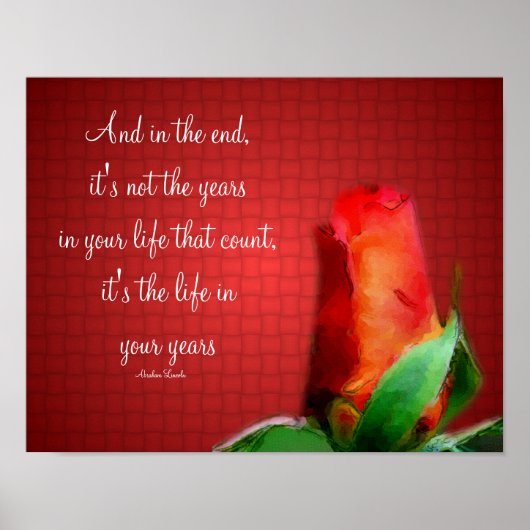Red Rose Life Attitude Quote Inspirerend Poster (Voorkant)