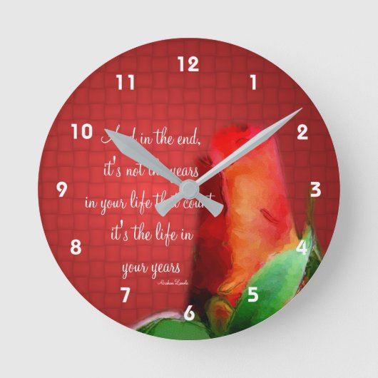Red Rose Life Attitude Quote Inspirerend Ronde Klok (Voorkant)