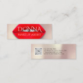 Red Rose Lips QR Code Logo Makeup Lipstick Gloss Mini Visitekaartje (Voorkant / Achterkant)