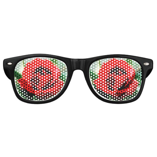 Red Rose Love Retro Zonnebril (Voorkant)