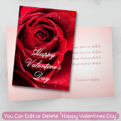 Red Rose Love Romantic Custom Text Valentijnsdag Kaart