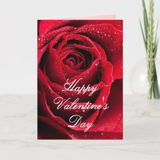 Red Rose Love Romantic Custom Text Valentijnsdag Kaart (Voorkant)