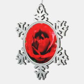 Red Rose Love Tin Sneeuwvlok Ornament (Rechts)