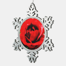 Red Rose Love Tin Sneeuwvlok Ornament