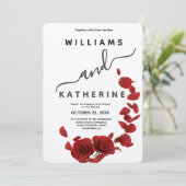 Red Rose Love Uitnodiging voor een bruiloft (Staand voorkant)