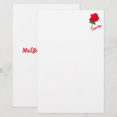 Red Rose Love You Stationery Briefpapier (Voorkant / Achterkant)
