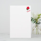 Red Rose Love You Stationery Briefpapier (Staand voorkant)