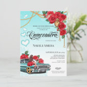 Red Rose Lowrider Chola Chicano Quinceanera Kaart (Staand voorkant)